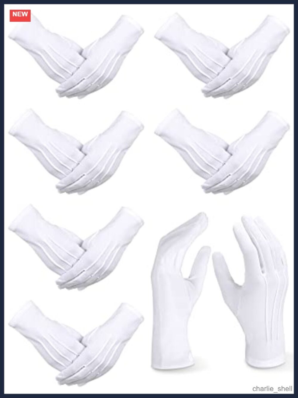 Men's Formal Parade Gloves Nylon Cotton Honor Guard Pallbearer Costume 6 Pairs